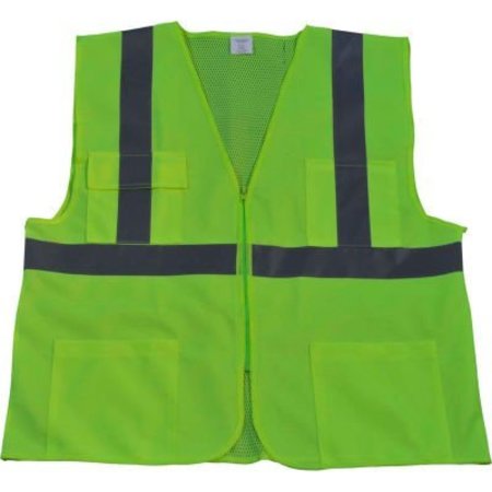 PETRA ROC INC Petra Roc Front Solid Mesh Back Safety Vest, ANSI Class 2, Lime, 4XL/5XL LV2-FSMB-4X/5X